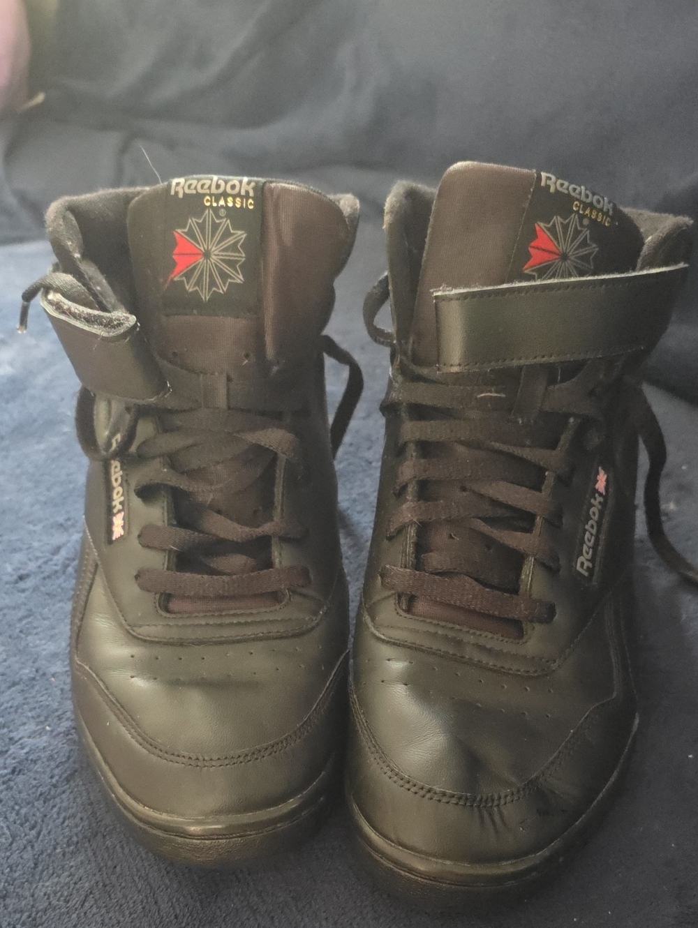 Reebok Classic Black High-Top Sneakers with Red Logo